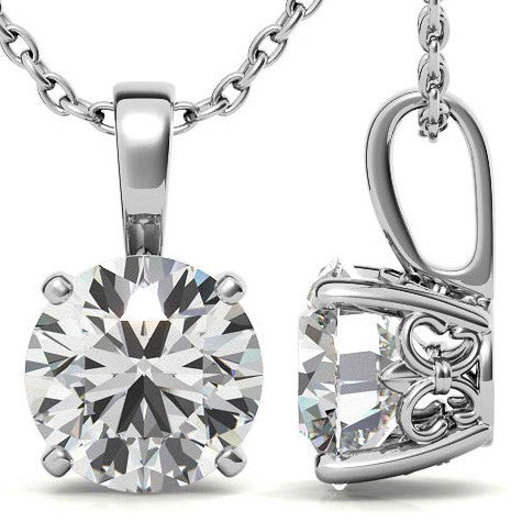 Fleur-De-Lis Round Brilliant Moissanite Pendant