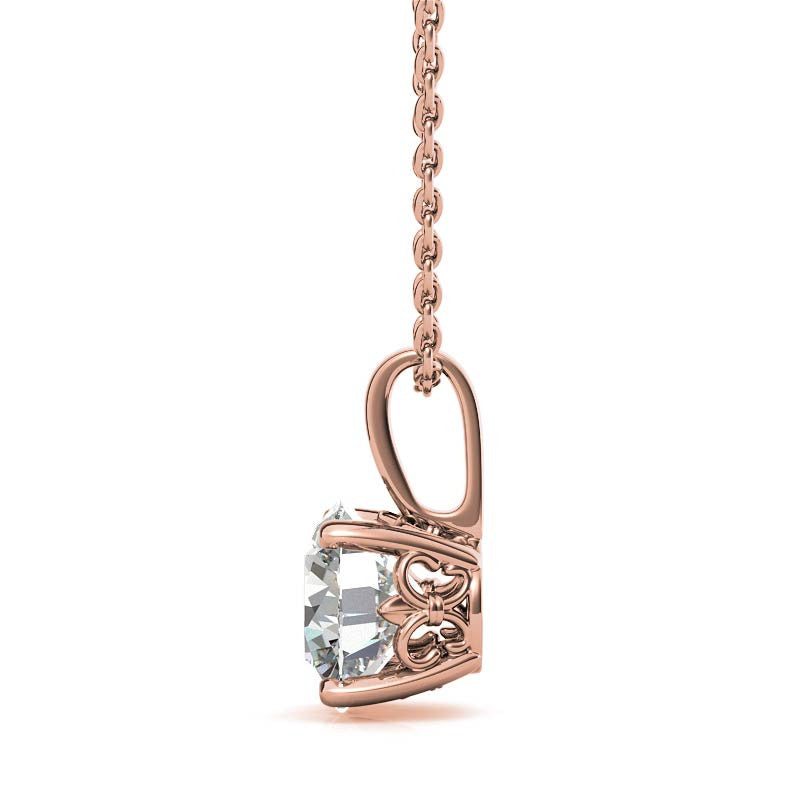 Fleur-De-Lis Round Brilliant Moissanite Pendant