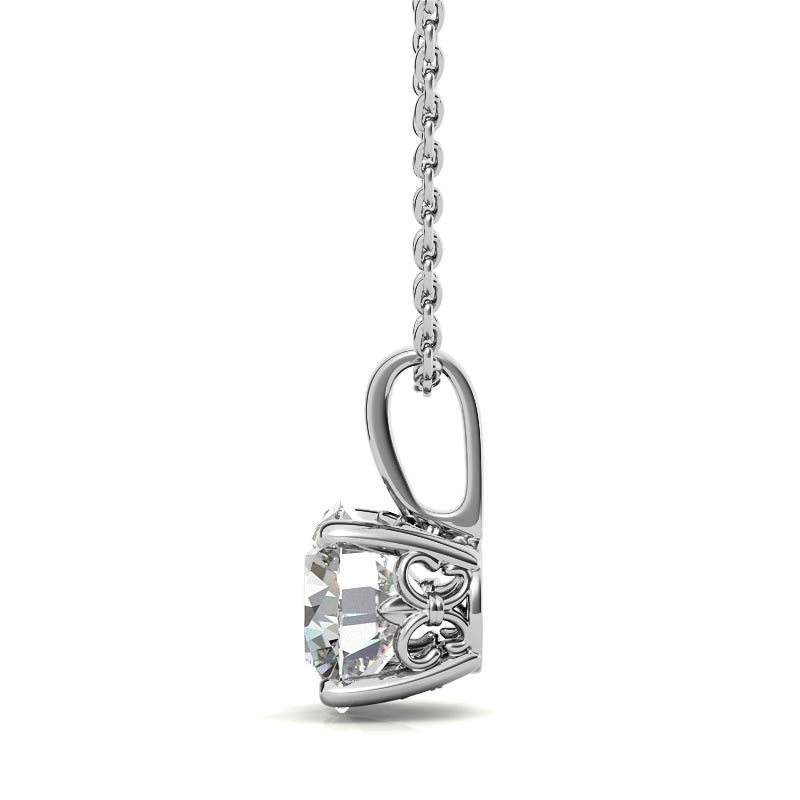 Fleur-De-Lis Round Brilliant Moissanite Pendant