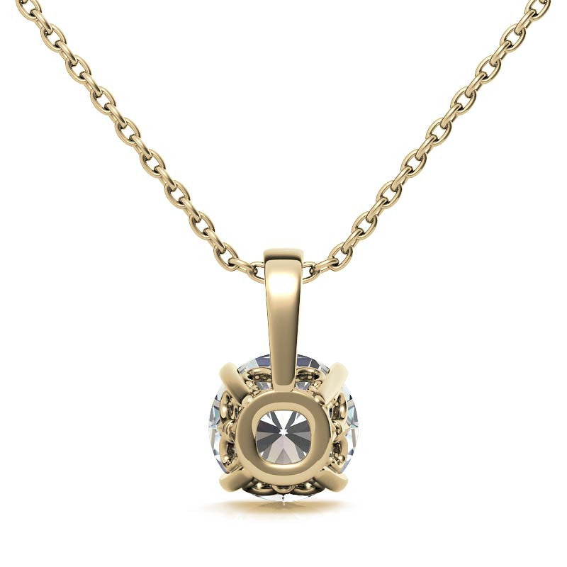 Fleur-De-Lis Round Brilliant Moissanite Pendant