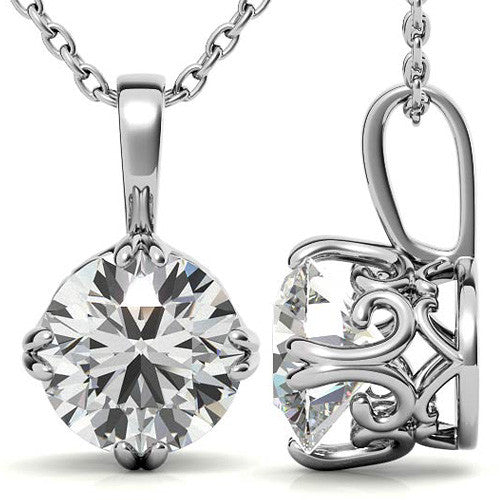 Vintage Antique Double Prong Round Brilliant Moissanite Pendant