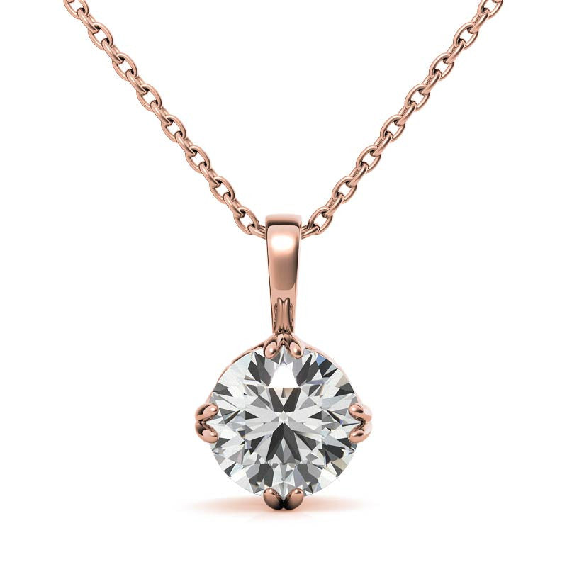Vintage Antique Double Prong Round Brilliant Moissanite Pendant