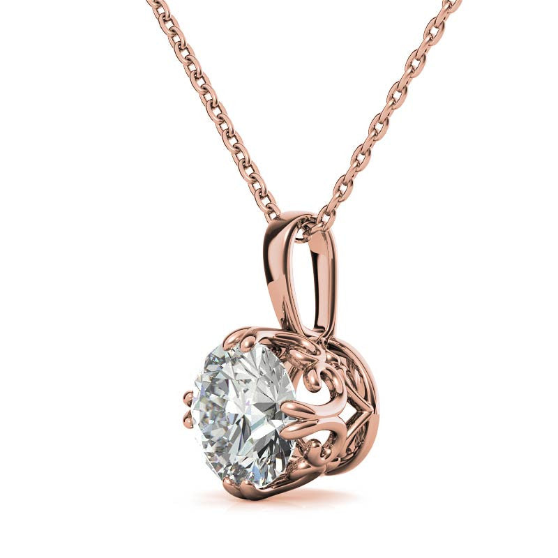 Vintage Antique Double Prong Round Brilliant Moissanite Pendant