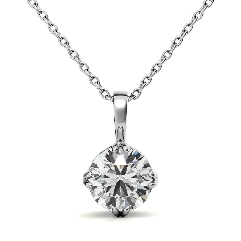 Vintage Antique Double Prong Round Brilliant Moissanite Pendant