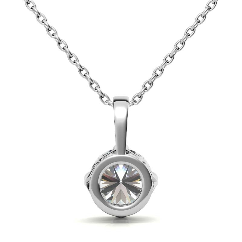 Vintage Antique Double Prong Round Brilliant Moissanite Pendant