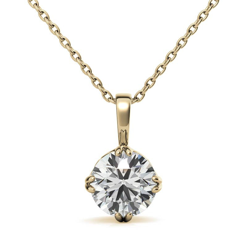 Vintage Antique Double Prong Round Brilliant Moissanite Pendant