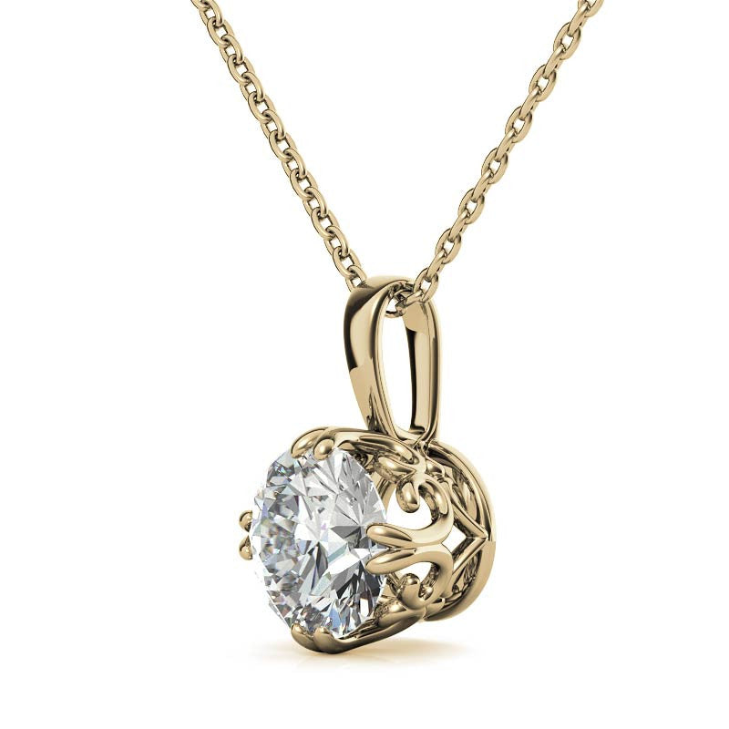 Vintage Antique Double Prong Round Brilliant Moissanite Pendant