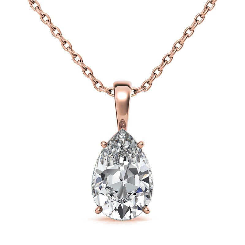 4-Prong Basket Pear Solitaire Pendant