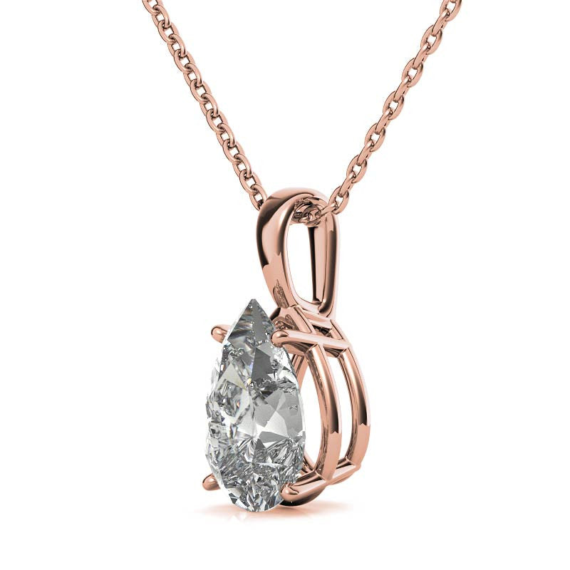 4-Prong Basket Pear Solitaire Pendant