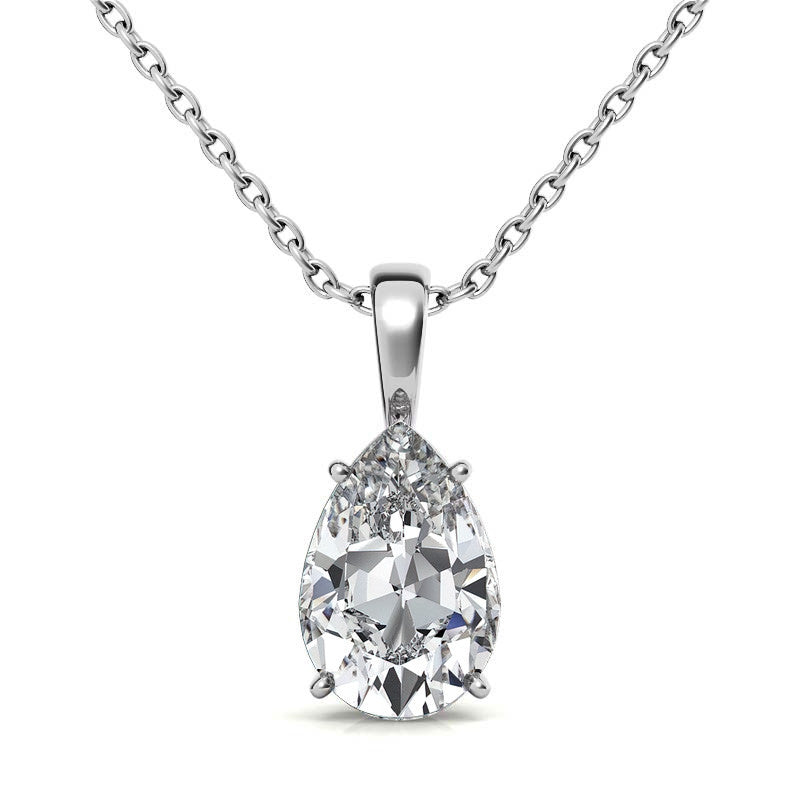 4-Prong Basket Pear Solitaire Pendant