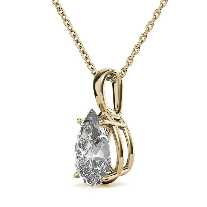 4-Prong Basket Pear Solitaire Pendant
