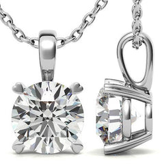 Round Brilliant Moissanite Heart Prong Solitaire Pendant