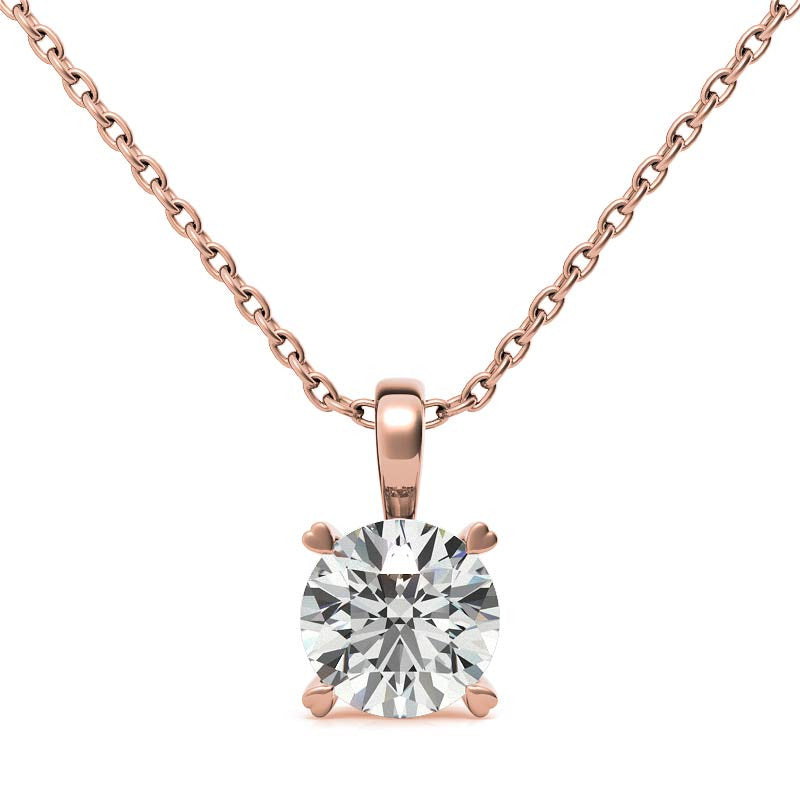 Round Brilliant Moissanite Heart Prong Solitaire Pendant