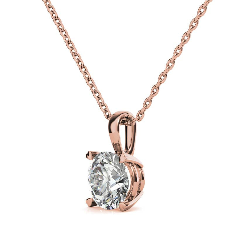 Round Brilliant Moissanite Heart Prong Solitaire Pendant