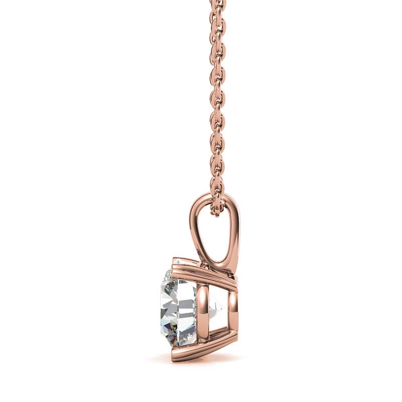 Round Brilliant Moissanite Heart Prong Solitaire Pendant