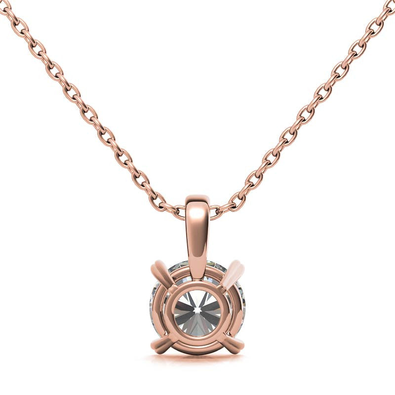 Round Brilliant Moissanite Heart Prong Solitaire Pendant