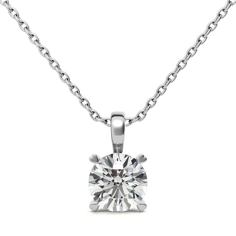 Round Brilliant Moissanite Heart Prong Solitaire Pendant