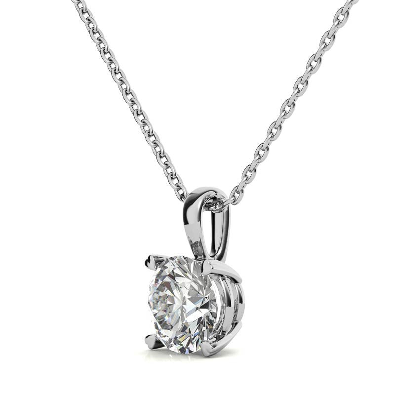 Round Brilliant Moissanite Heart Prong Solitaire Pendant