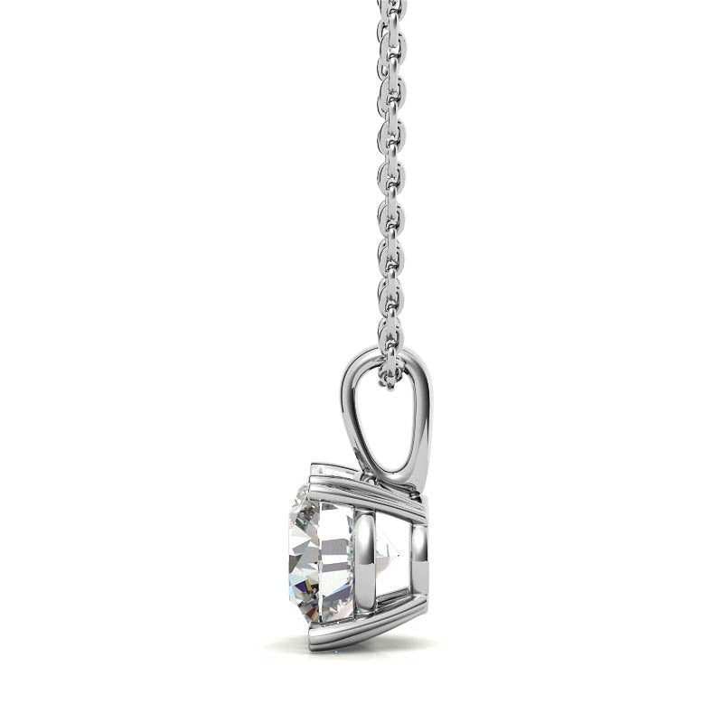 Round Brilliant Moissanite Heart Prong Solitaire Pendant