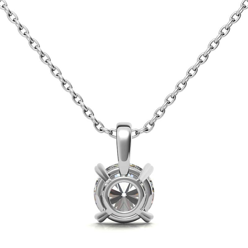 Round Brilliant Moissanite Heart Prong Solitaire Pendant