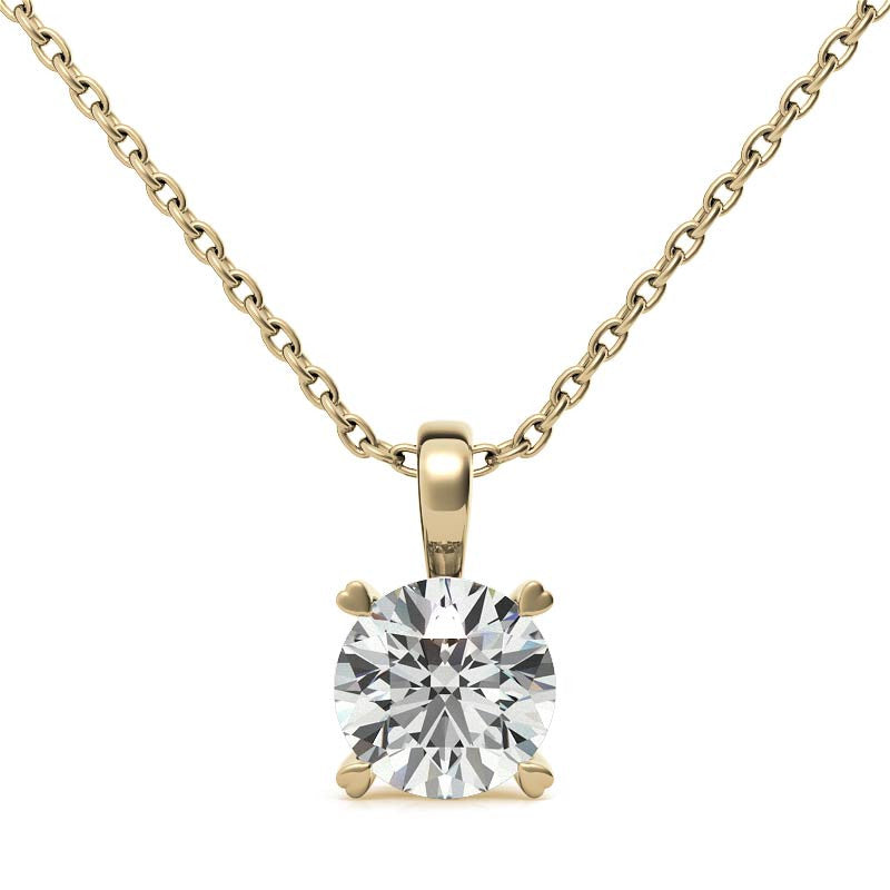 Round Brilliant Moissanite Heart Prong Solitaire Pendant