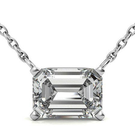 4-Prong Emerald / Radiant Floating Moissanite Pendant