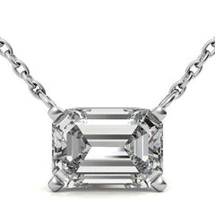 4-Prong Emerald / Radiant Floating Moissanite Pendant