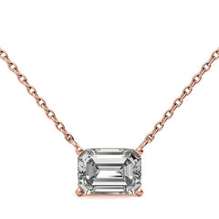 4-Prong Emerald / Radiant Floating Moissanite Pendant