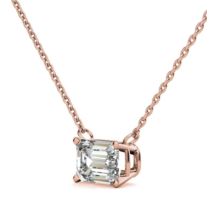 4-Prong Emerald / Radiant Floating Moissanite Pendant