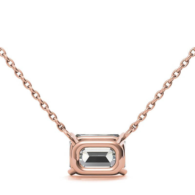 4-Prong Emerald / Radiant Floating Moissanite Pendant
