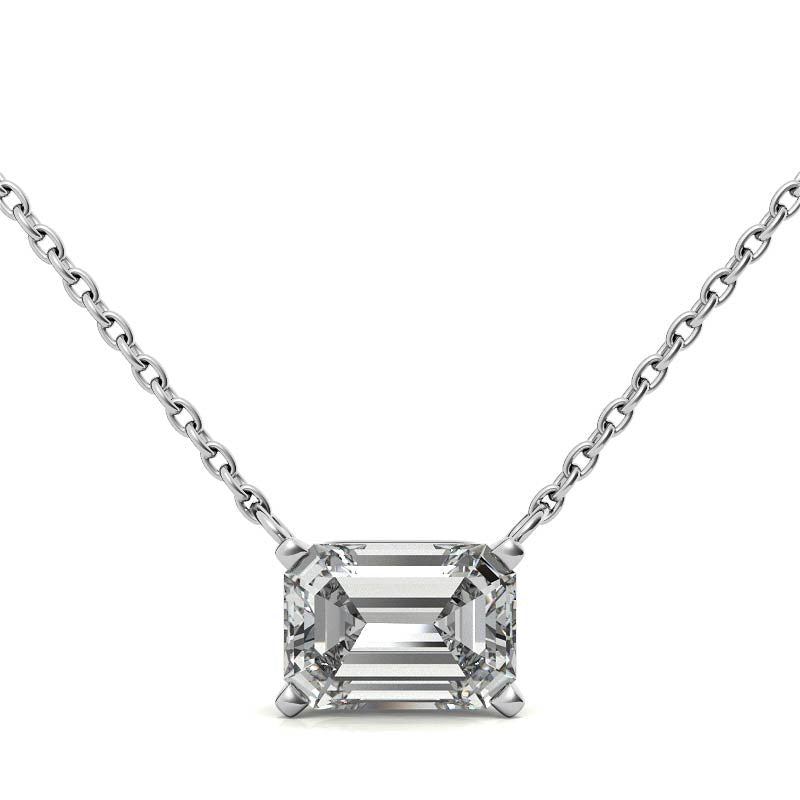 4-Prong Emerald / Radiant Floating Moissanite Pendant