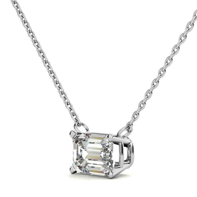 4-Prong Emerald / Radiant Floating Moissanite Pendant