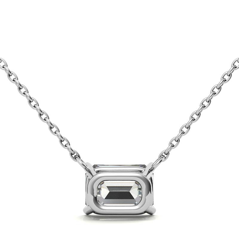 4-Prong Emerald / Radiant Floating Moissanite Pendant