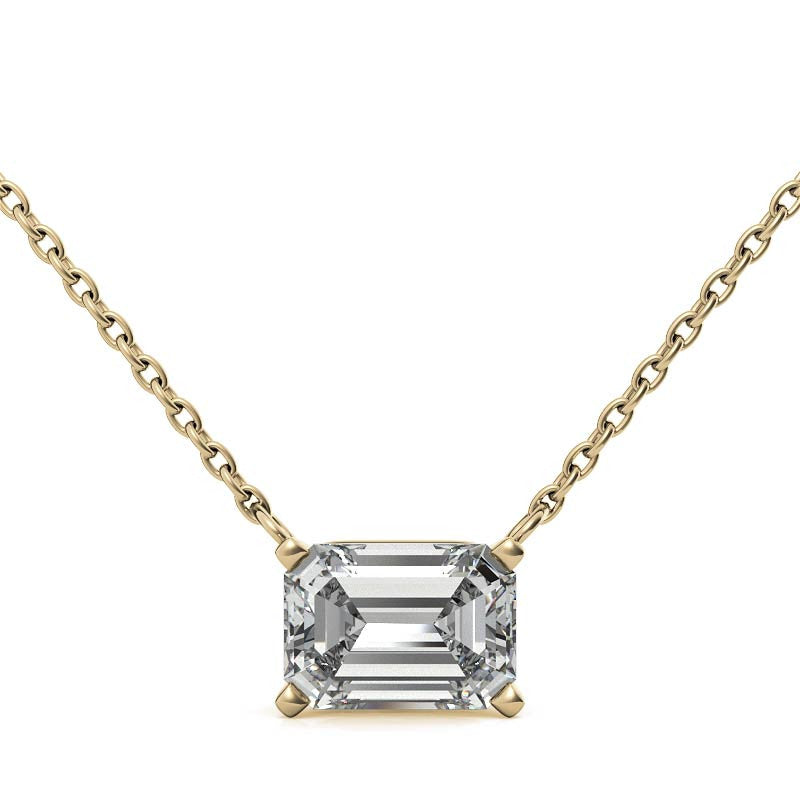 4-Prong Emerald / Radiant Floating Moissanite Pendant