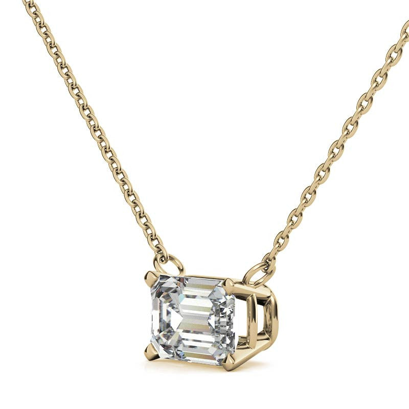 4-Prong Emerald / Radiant Floating Moissanite Pendant
