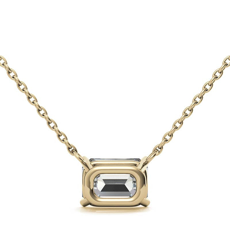 4-Prong Emerald / Radiant Floating Moissanite Pendant