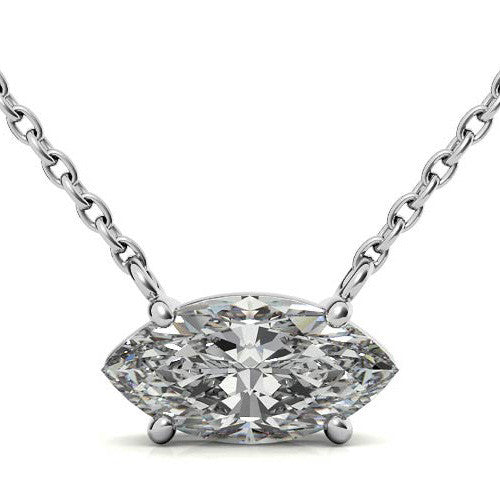 4-Prong Marquise Floating Moissanite Pendant