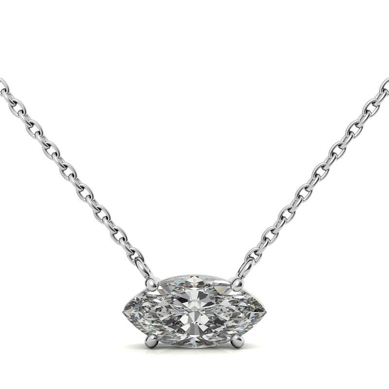 4-Prong Marquise Floating Moissanite Pendant