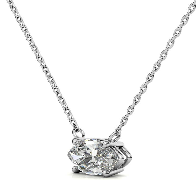 4-Prong Marquise Floating Moissanite Pendant