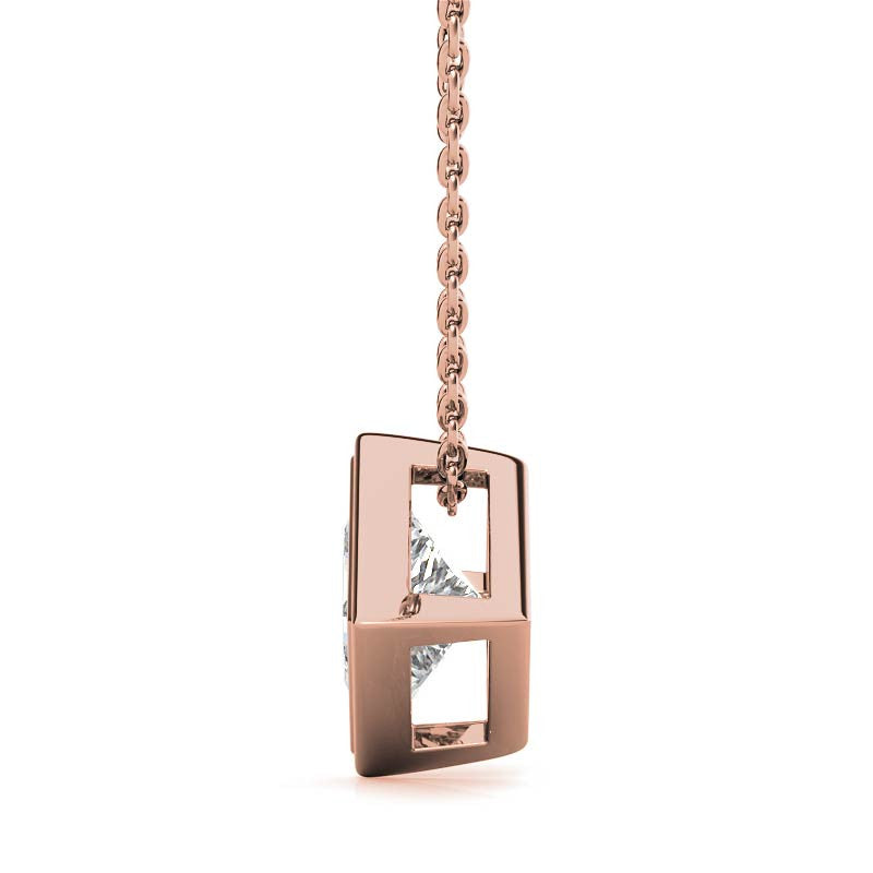 Princess cut Moissanite Bezel Solitaire Pendant