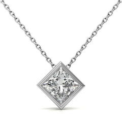 Princess cut Moissanite Bezel Solitaire Pendant