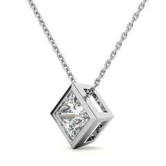 Princess cut Moissanite Bezel Solitaire Pendant