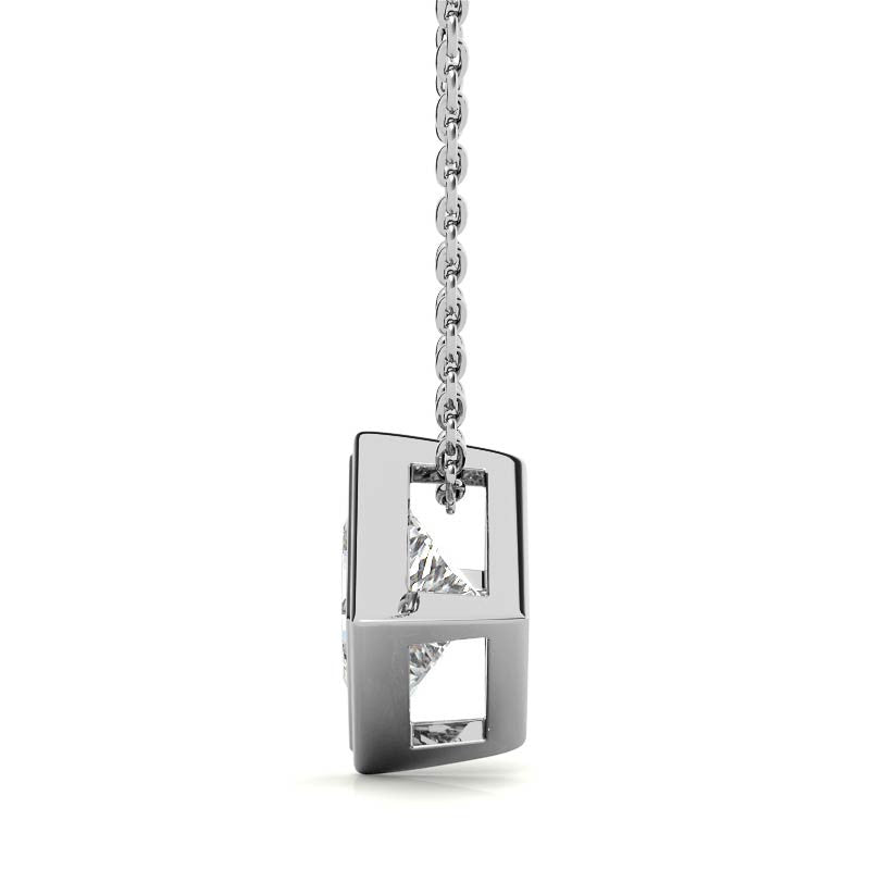 Princess cut Moissanite Bezel Solitaire Pendant