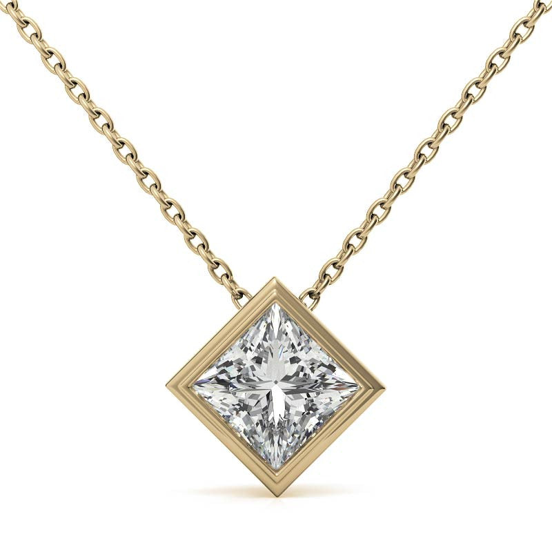 Princess cut Moissanite Bezel Solitaire Pendant