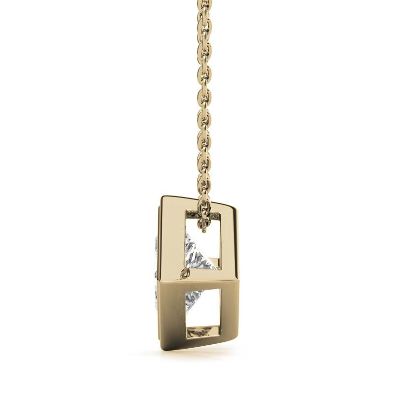 Princess cut Moissanite Bezel Solitaire Pendant