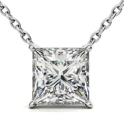 Princess cut Moissanite Solitaire Pendant