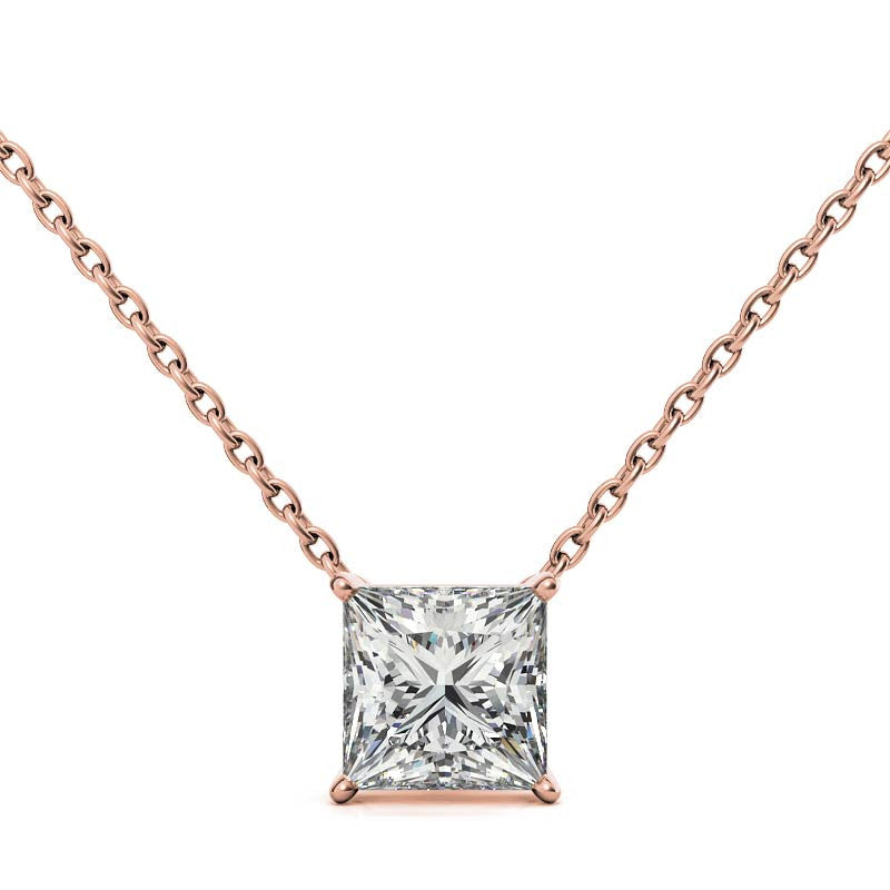 Princess cut Moissanite Solitaire Pendant