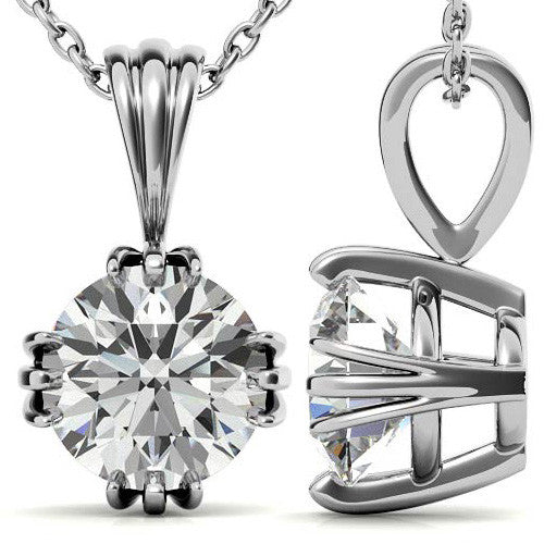 Triple Prong Round Basket Moissanite Solitaire Pendant