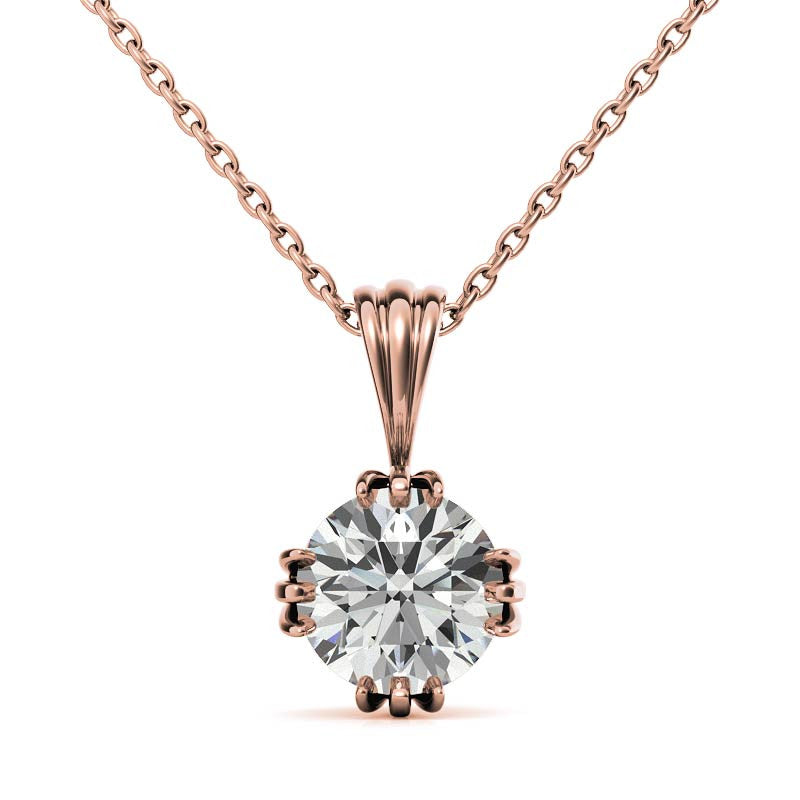 Triple Prong Round Basket Moissanite Solitaire Pendant