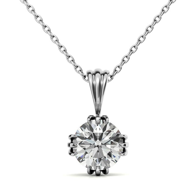 Triple Prong Round Basket Moissanite Solitaire Pendant